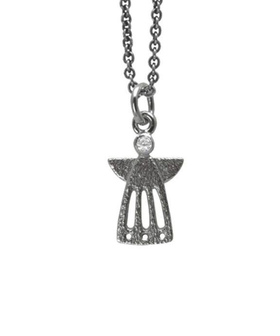 HEIRING SKYTSENGEL MED ØSKEN ÅBEN - SØLV OXYDERET