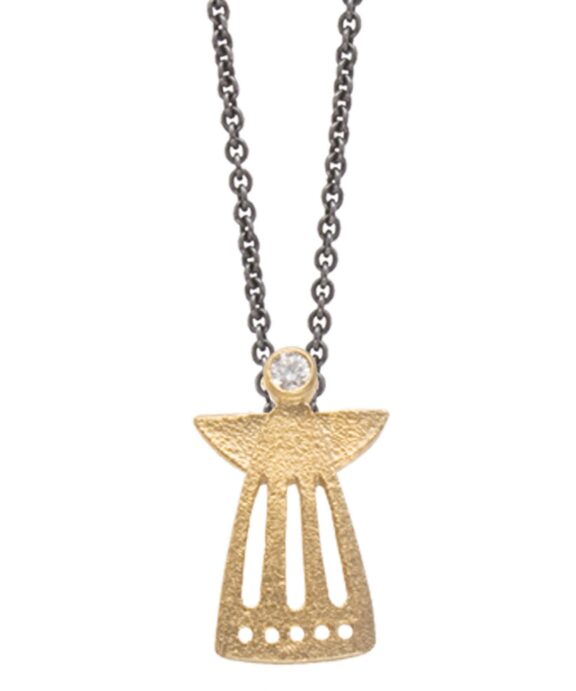 HEIRING SKYTSENGEL VEDHÆNG ÅBEN SØLV FORGYLDT - 51-5-75FG