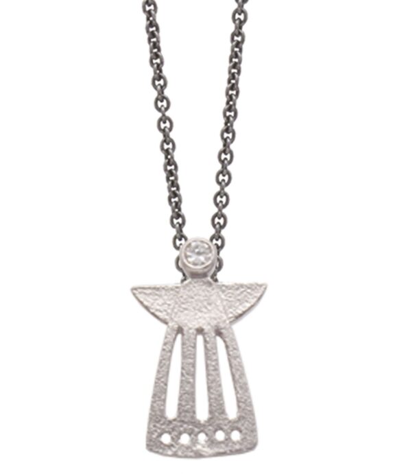 HEIRING SKYTSENGEL ÅBEN VEDHÆNG SØLV RHODINERET - 51-5-75RH