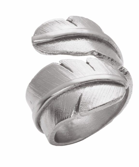 HEIRING RING FJER SØLV RHODINERET STOR
