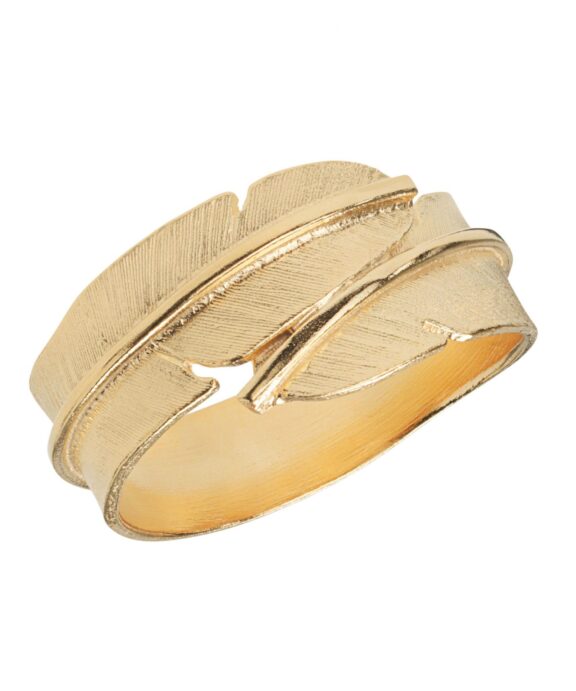 HEIRING RING FJER LILLE SØLV FORGYLDT