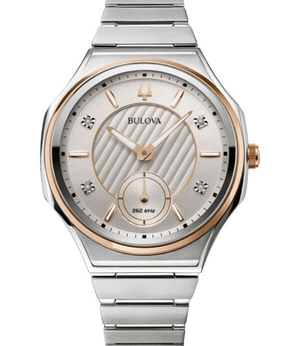 BULOVA CURV LADIES STÅL ROSA MED 4 DIAMANTER - 98P182