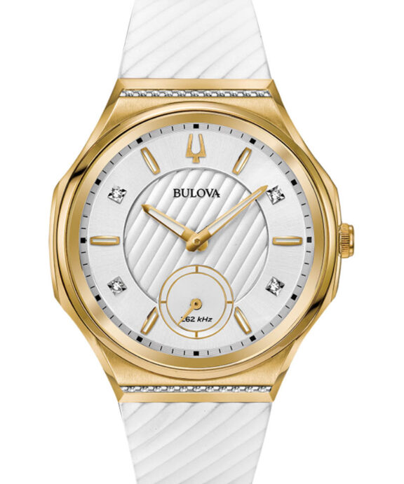 BULOVA LADY CURV DOUBLE MED HVID GUMMIREM - 98R237