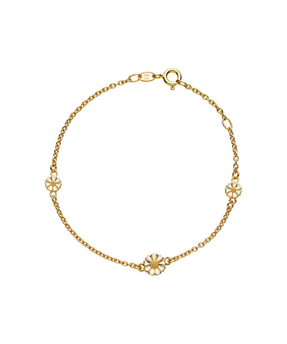 LUND COPENHAGEN MARGUERIT FORGYLDT SØLV ARMBÅND 5+7 MM HVID - 90102319-M