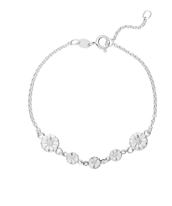LUND COPENHAGEN MARGUERIT SØLV ARMBÅND MED HVID EMALJE - 90117519-H