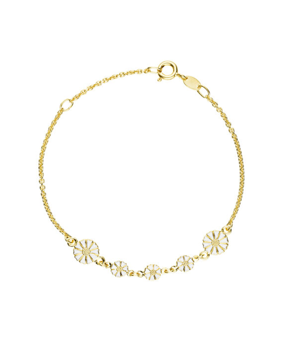 LUND COPENHAGEN FORGYLDT SØLV ARMBÅND MED 5 MARGUERITTER - 90117519-M