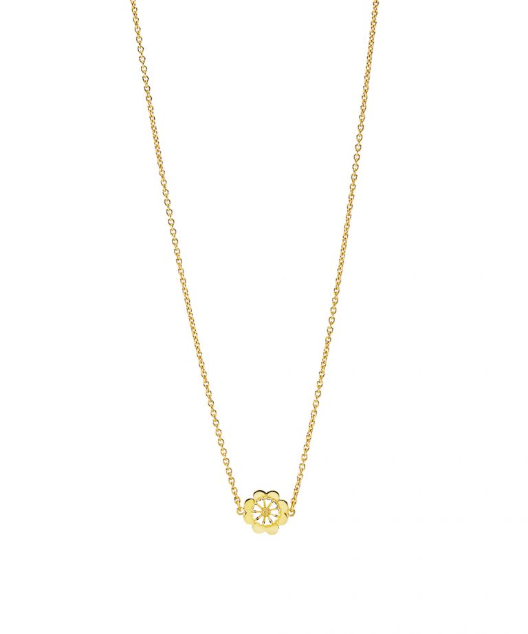LUND COPENHAGEN FORGYLDT SØLV HALSKÆDE MARGUERIT PÅ KLØVER 7,5 MM - 902022-M