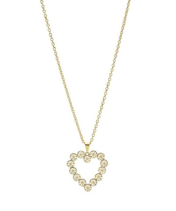 LUND COPENHAGEN MARGUERIT COLLIER HJERTE FORGYLDT SØLV 45CM - 90225245-M