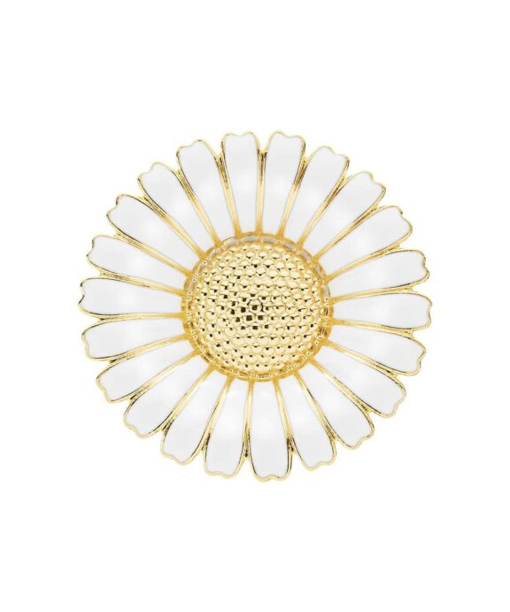 LUND COPENHAGEN MARGUERIT BROCHE SØLV FORGYLDT 43 MM HVID - 904043-M