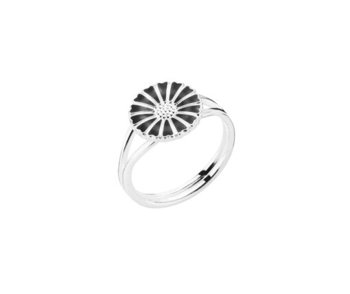 LUND COPENHAGEN SØLV MARGUERIT RING 11 MM SORT EMALJE - 907011-S