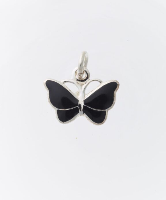 LUND COPENHAGEN SØLV VEDHÆNG SOMMERFUGL SORT EMALJE - 908618S