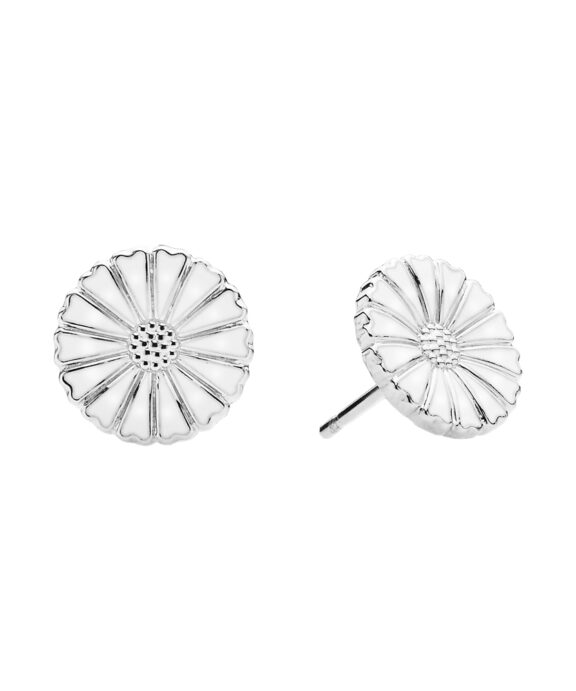 LUND COPENHAGEN MARGUERIT SØLV ØRESTIK 11 MM HVID EMALJE  - 909011-4-H