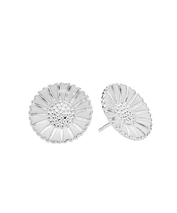 LUND COPENHAGEN MARGUERIT SØLV ØRESTIK 18 MM HVID EMALJE - 909018-4-H