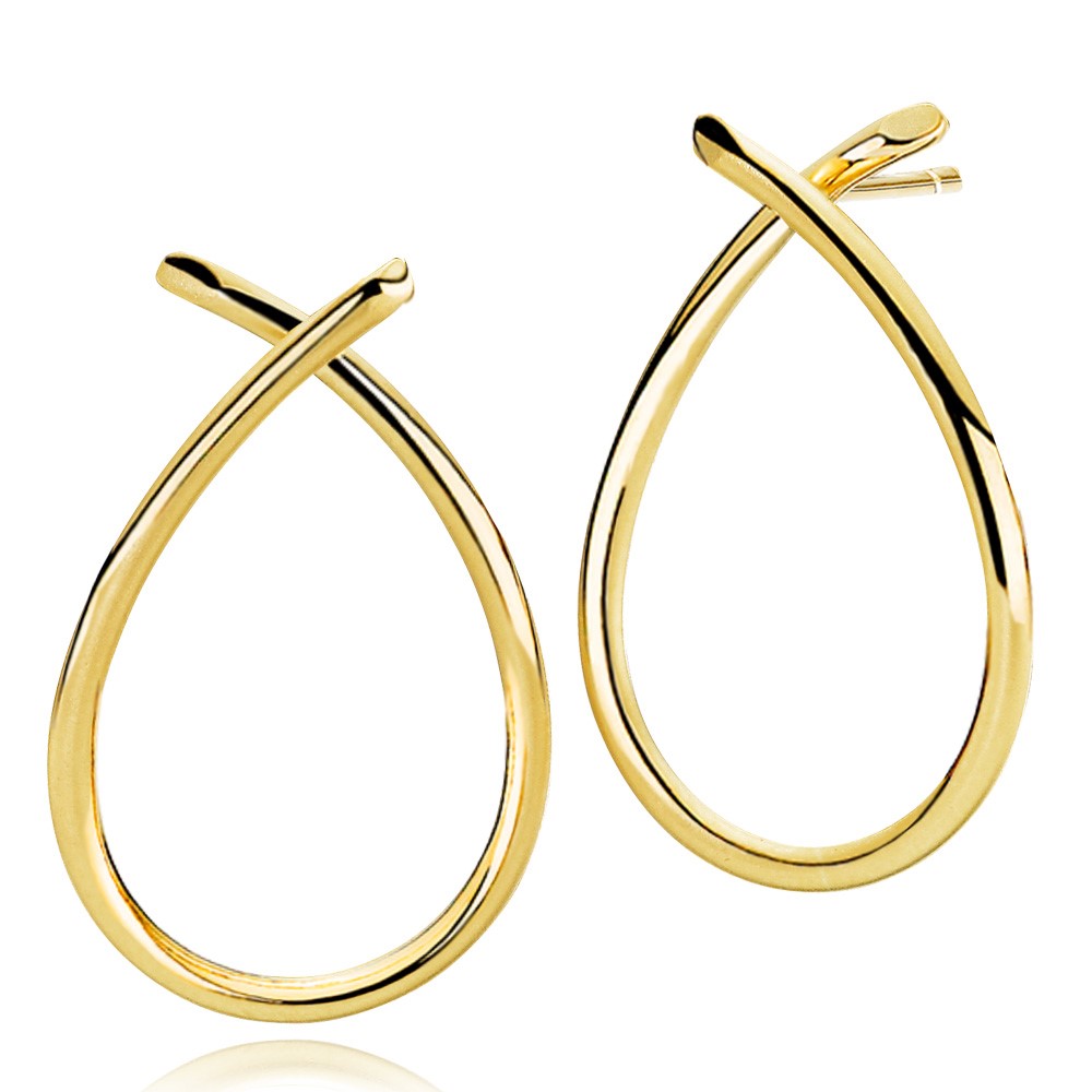 CAMILLE EARRING LARGE SILVER SHINY GOLD PLATED - Christoffersenguld