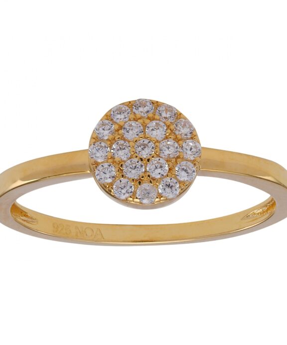 JOANLI NOR RING SØLV FORGYLDT 6MM CIRKEL MED SYNTETISK ZIRKONIA