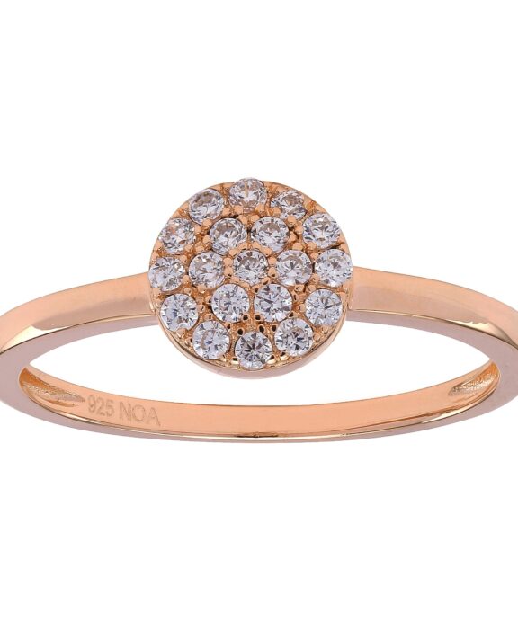 JOANLI NOR RING SØLV ROSA FORGYLDT 6MM CIRKEL MED SYNTETISK ZIRKONIA