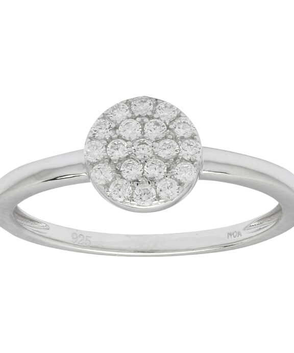 JOANLI NOR RING SØLV 6MM PLADE MED SYNTETISK ZIRKONIA