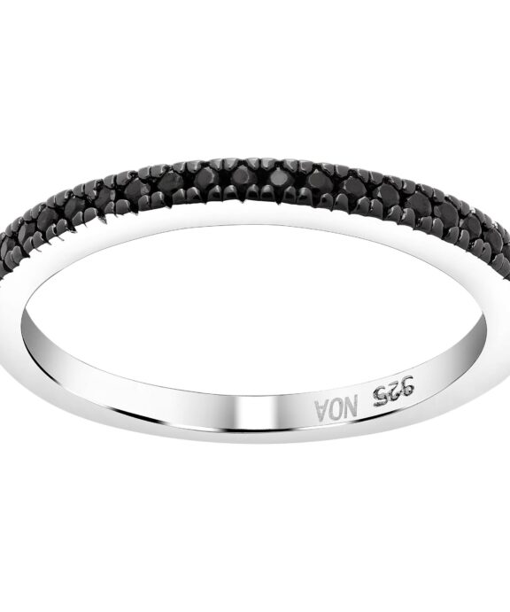 JOANLI NOR RING SØLV MED 1 RÆKKE SORTE SYNTETISK ZIRKONIA