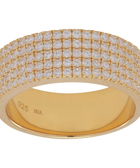 JOANLI NOR RING SØLV FORGYLDT 5 RÆKKER MED SYNTETISK ZIRKONIA