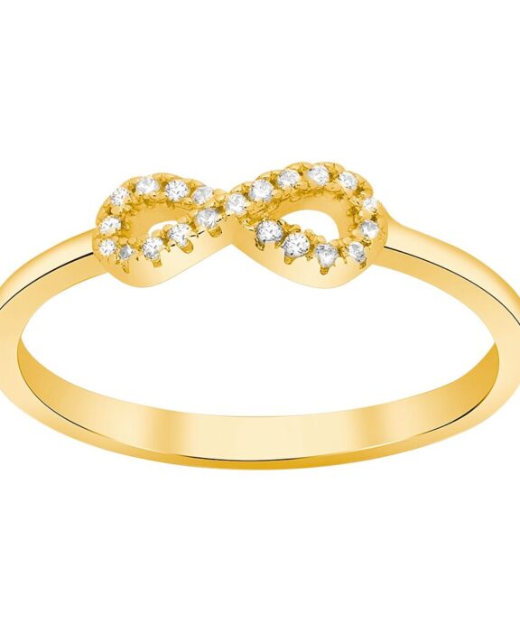 JOANLI NOR RING SØLV FORGYLDT 10MM UENDELIGHEDSTEGN MED SYNTETISK ZIRKONIA