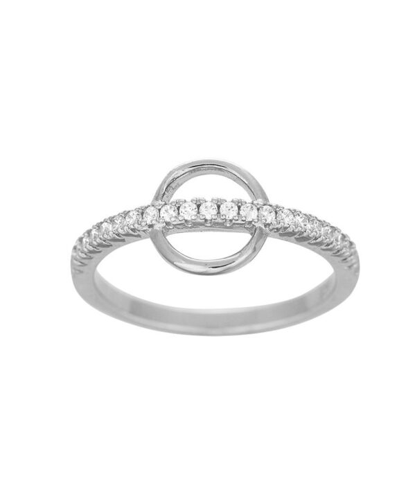 JOANLI NOR RING SØLV 8MM CIRKEL+PIND MED SYNTETISK ZIRKONIA