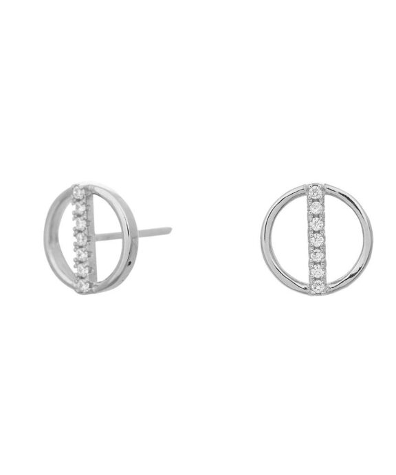JOANLI NOR ØRESTIKKER SØLV 8MM CIRKEL+PIND MED SYNTETISK ZIRKONIA