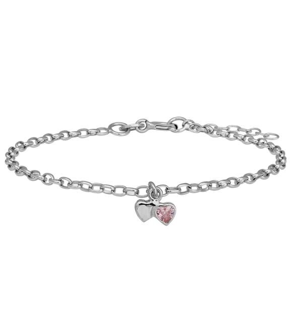 NOA KIDS SØLV RHODINERET BØRNE ARMBÅND MED HJERTER - 80254930900