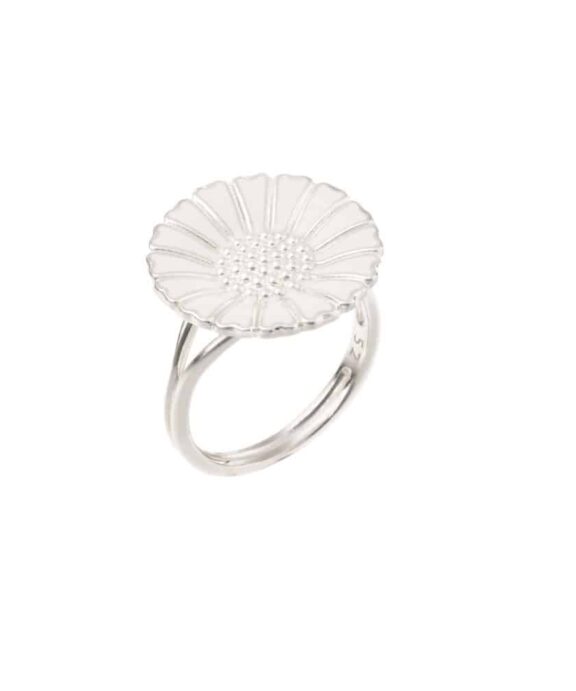 LUND COPENHAGEN MARGUERIT SØLV RING HVID 18 MM - 907018-H