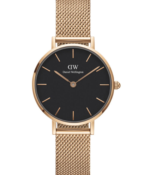 DANIEL WELLINGTON CLASSIC MELROSE 28MM ROSA MED MESH LÆNKE SKIVE/SORT - DW00100217
