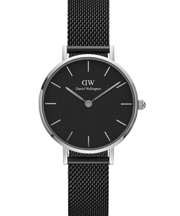 DANIEL WELLINGTON PETITE 28 MM STÅL SORT MED MESH LÆNKE - DW00100246