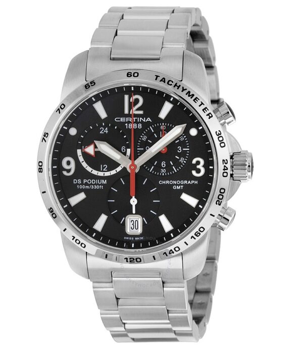 CERTINA DS PODIUM HERRE CHRONOGRAF STÅL SORT SKIVE