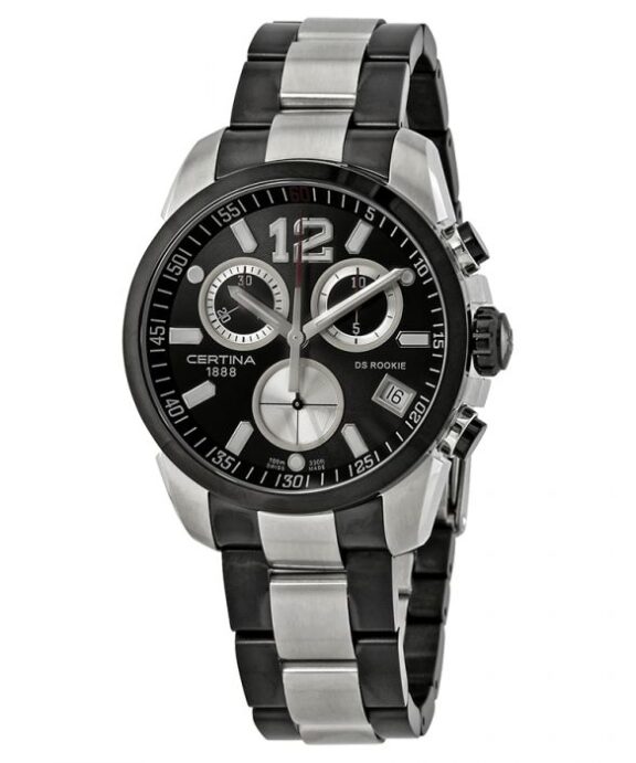 CERTINA DS ROOKIE HERRE CHRONOGRAF 2 FARVET STÅL SORT PVD MED SORT SKIVE