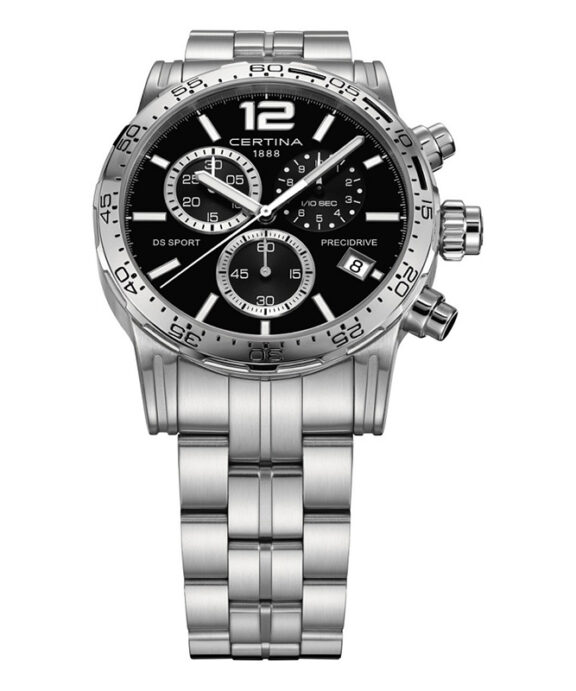 CERTINA DS SPORT HERRE CHRONOGRAF MED LÆNKE SORT SKIVE
