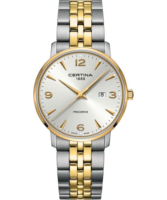 CERTINA DS CAIMANO HERRE TOFARVET STÅL GULD PVD SKIVE SØLV FARVET
