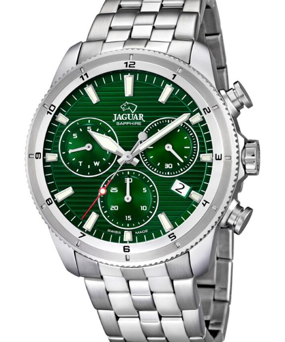 JAGUAR UR HERRE STÅL GRØN SKIVE CHRONOGRAPH MED LÆNKE J687/C