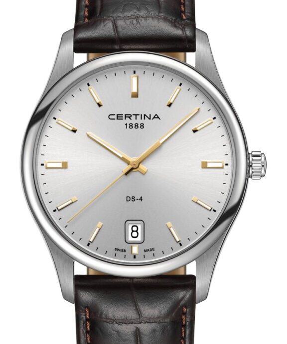 CERTINA DS-4 HERRE LYS SKIVE MED MØRKE BRUN LÆDERREM