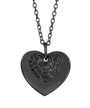 JOANLI NOR SORT RHODINERET HJERTE VEDHÆNG MED KÆDE DIANOR - 245 111-2
