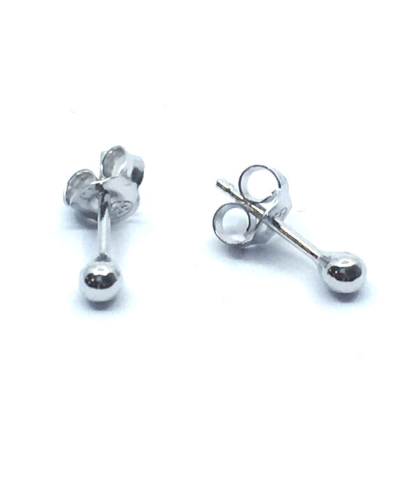 SØLV KUGLE ØRESTIKKER RHODINERET 3 MM MASSIV