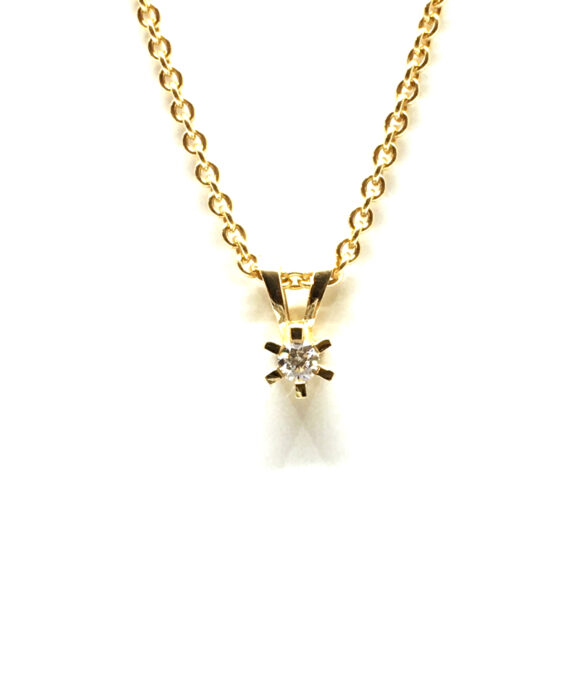 14 KARATR GULD CARLA VEDHÆNG MED BRILLANT 0,05 CT. W/SI + SØLV FORGYLDT KÆDE