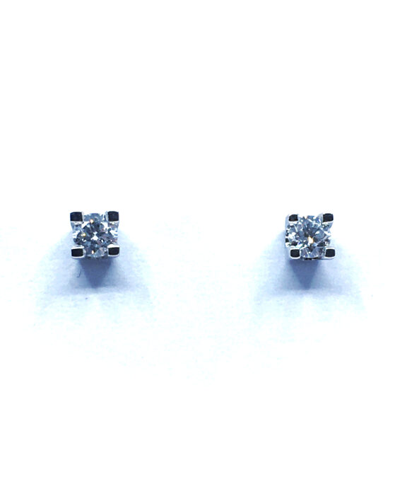 14 KT. HVIDGULD EVA ØRESTIK MED BRILLANT 2×0,10 CT. W/SI