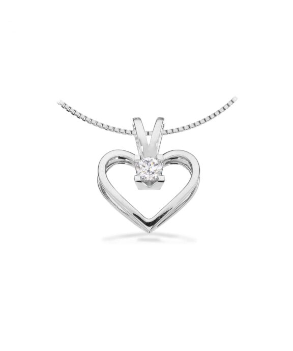 KLEOPATRA 14 KARAT HVIDGULD VEDHÆNG HJERTE MED BRILLANT - 2126,20