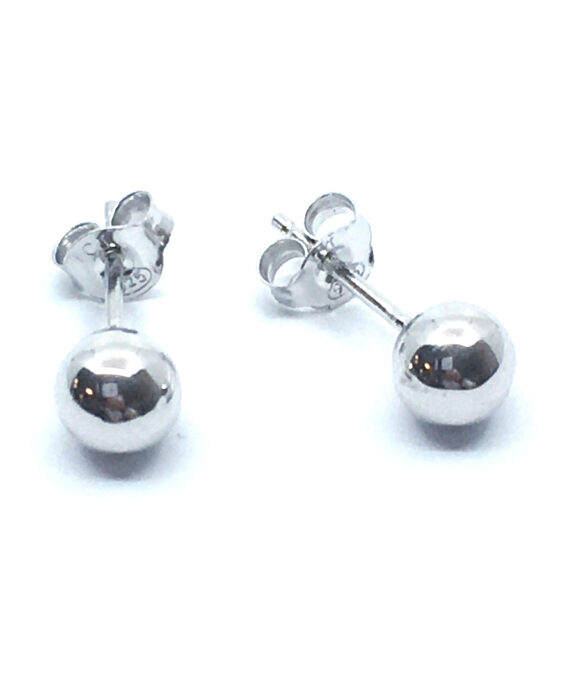 SØLV KUGLE ØRESTIKKER RHODINERET 6 MM MASSIV