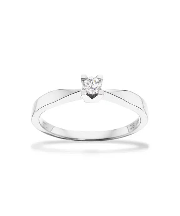 KLEOPATRA 14 KT. HVIDGULD RING MED BRILLANT 0,10 CT. W/SI - 7136,10