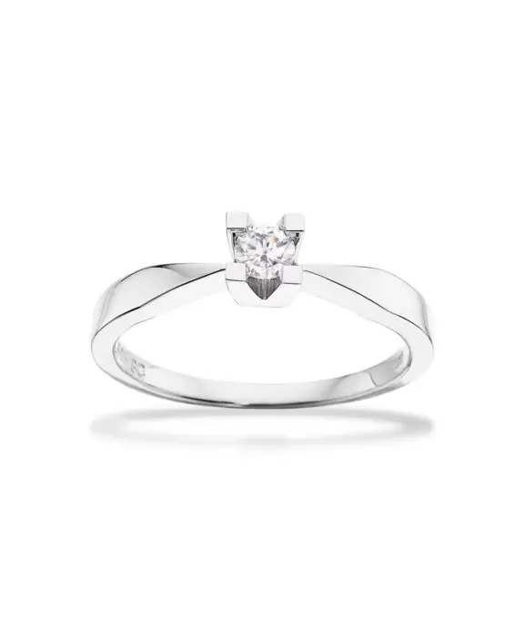 KLEOPATRA 14 KT. HVIDGULD RING MED BRILLANT 0,15 CT. W/SI - 7136,15