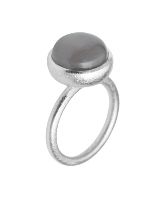 SUSANNE FRIIS BJØRNER SØLV RING M/GRÅ MÅNESTEN