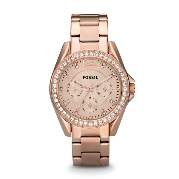 FOSSIL DAME UR ROSA STÅL CHRONOGRAF MED STEN - ES2811