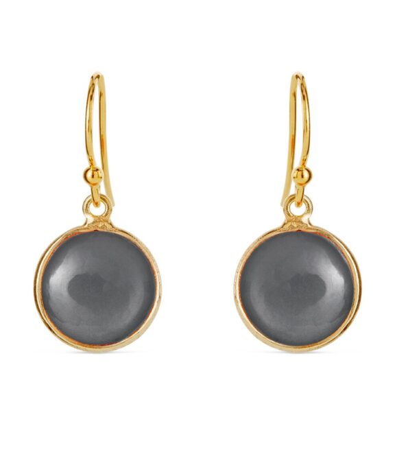 SUSANNE FRIIS BJØRNER SØLVFORGYLDT ØREHÆNGER M/GRÅ MÅNESTEN