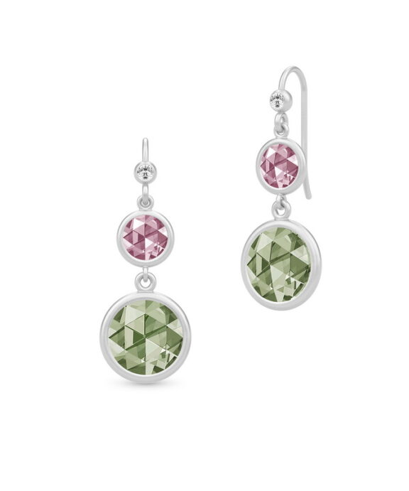 JULIE SANDLAU COCKTAIL ØRERINGE SØLV MED GREEN-ROSE KRYSTAL - HKS516RHDGSPROCZ