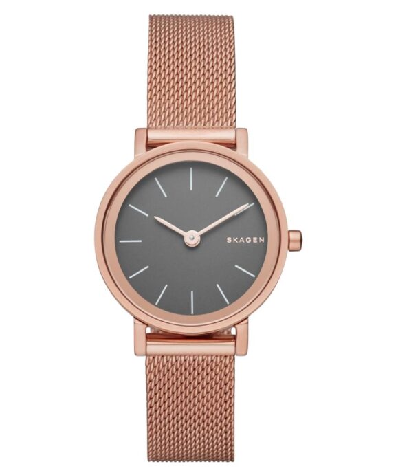 SKAGEN DAME UR ROSA MESH LÆNKE BRUN SKIVE - SKW2470