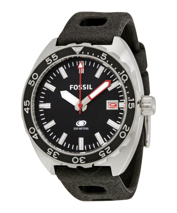 FOSSIL HERREUR MED SORT SILIKONE REM - FS5053